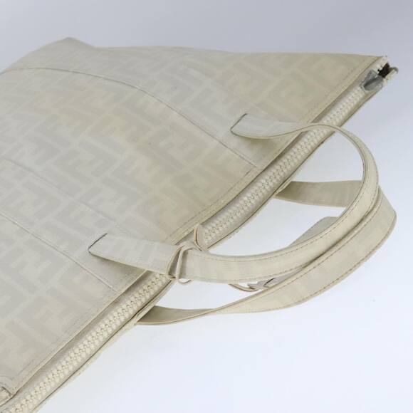 FENDI Zucca Canvas Tote Bag Pvc White Silver - Picture 6 of 12